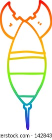 rainbow gradient line drawing of a cartoon rocket