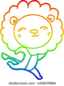 dibujo de una línea de gradiente de arco iris de un león de dibujos animados