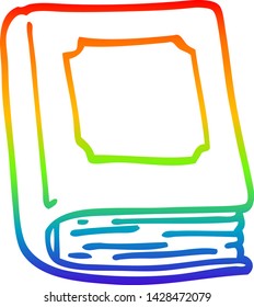 rainbow gradient line drawing of a cartoon old book