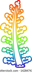rainbow gradient line drawing of a cartoon plant
