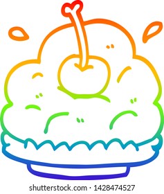 rainbow gradient line drawing of a cartoon dessert