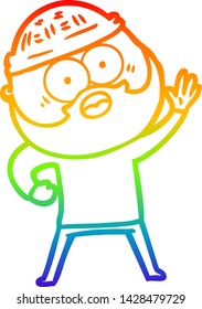Regenbogen-Farbverlauf-Zeichnung eines Cartoon-Bärenmanns