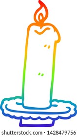 rainbow gradient line drawing of a cartoon burning halloween candle