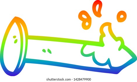 rainbow gradient line drawing cartoon bloody nail