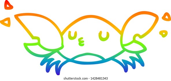 rainbow gradient line drawing of a cartoon crab