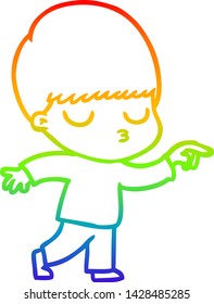 Regenbogen-Farbverlauf-Zeichnung eines Cartoon-ruhigen Jungen