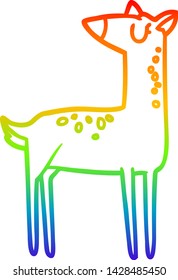 rainbow gradient line drawing of a cartoon deer