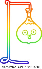 dibujo de línea de gradiente de arco iris de un experimento de ciencia de dibujos animados