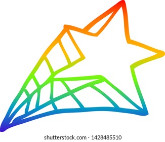 dibujo de línea de gradiente de arco iris de una estrella de dibujos animados