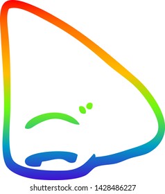 rainbow gradient line drawing of a cartoon nose