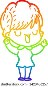 dibujo de una caricatura de una mujer hablando en gradiente de arco iris