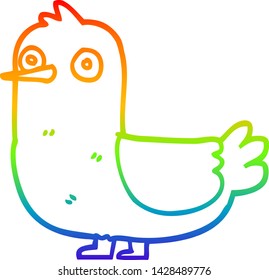dibujo de la línea de gradiente del arco iris de un pájaro rojo de dibujos animados