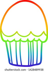 dibujo de línea de gradiente de arcoiris de un quequito de caricatura