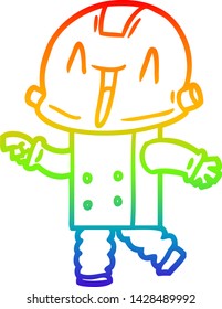 rainbow gradient line drawing of a cartoon robot