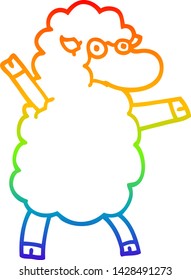 dibujo de una caricatura de oveja negra en gradiente arco iris
