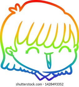 rainbow gradient line drawing of a cartoon female face