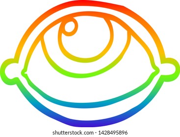 rainbow gradient line drawing of a cartoon all seeing eye