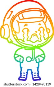 Regenbogengradientenzeichnung eines Cartoons, der den Astronauten weint