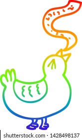 rainbow gradient line drawing of a cartoon song bird