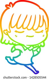 rainbow gradient line drawing of a cartoon woman