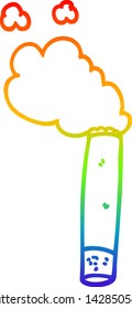rainbow gradient line drawing of a cartoon cigarette
