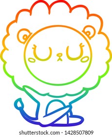 rainbow gradient line drawing of a cartoon lion
