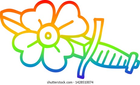 dibujo de una línea de gradiente de arcoiris del símbolo de la daga del tatuaje de dibujos animados