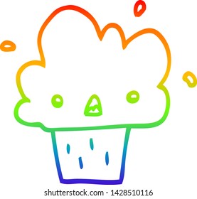 dibujo de la línea de gradiente del arco iris de un quequito de dibujos animados