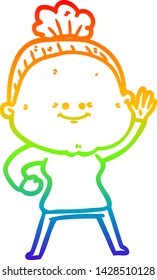 dibujo de una anciana feliz con un degradado de arco iris