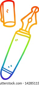 rainbow gradient line drawing of a cartoon fountain pen
