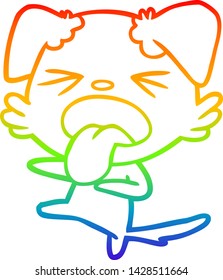 rainbow gradient line drawing of a cartoon disgusted dog