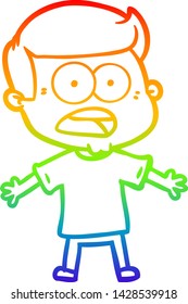 rainbow gradient line drawing of a cartoon shocked man