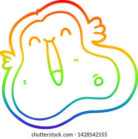 dibujo de línea de gradiente de arco iris de un germen de dibujos animados