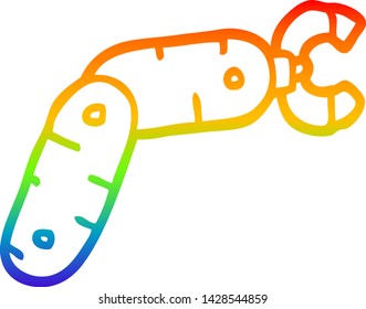 Regenbogengradientenzeichnung eines Cartoon-Roboterarms