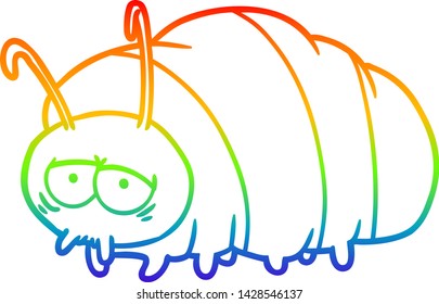 rainbow gradient line drawing of a cartoon bug