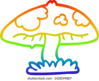 rainbow gradient line drawing of a cartoon mushroom
