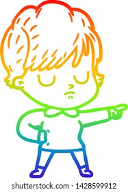 dibujo de una mujer de dibujos animados con gradiente de arco iris