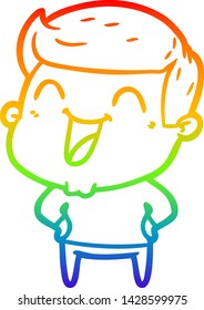rainbow gradient line drawing of a cartoon man laughing