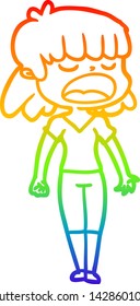 dibujo de una caricatura de una mujer hablando fuerte
