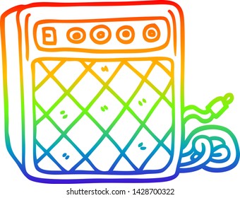 rainbow gradient line drawing of a cartoon retro speaker system