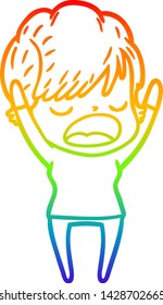 dibujo de una caricatura de una mujer hablando en gradiente de arco iris