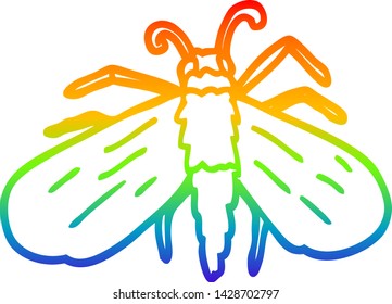 dibujo de línea de gradiente de arco iris de una mosca de dibujos animados