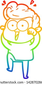 dibujo de una línea de gradiente de arco iris de un hombre de dibujos animados