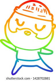 rainbow gradient line drawing of a cartoon man with beard