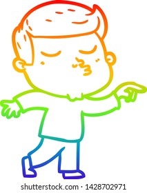 dibujo de línea de gradiente de arcoiris de un tipo de dibujo animado puliendo
