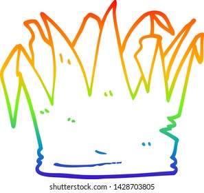 Rainbow Gradient Line Drawing Of A Cartoon Christmas Cracker Hat