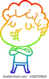rainbow gradient line drawing of a cartoon man singing
