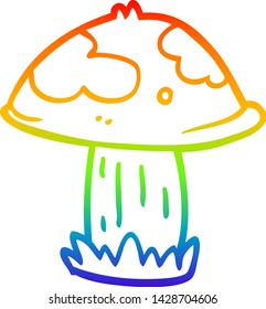 rainbow gradient line drawing of a cartoon poisonous toadstool