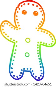 dibujo de una línea de gradiente de arco iris de un hombre de jengibre de caricatura