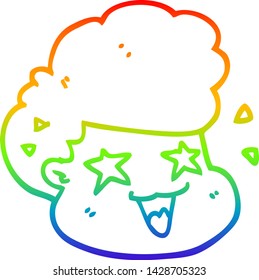 rainbow gradient line drawing of a cartoon excited boy